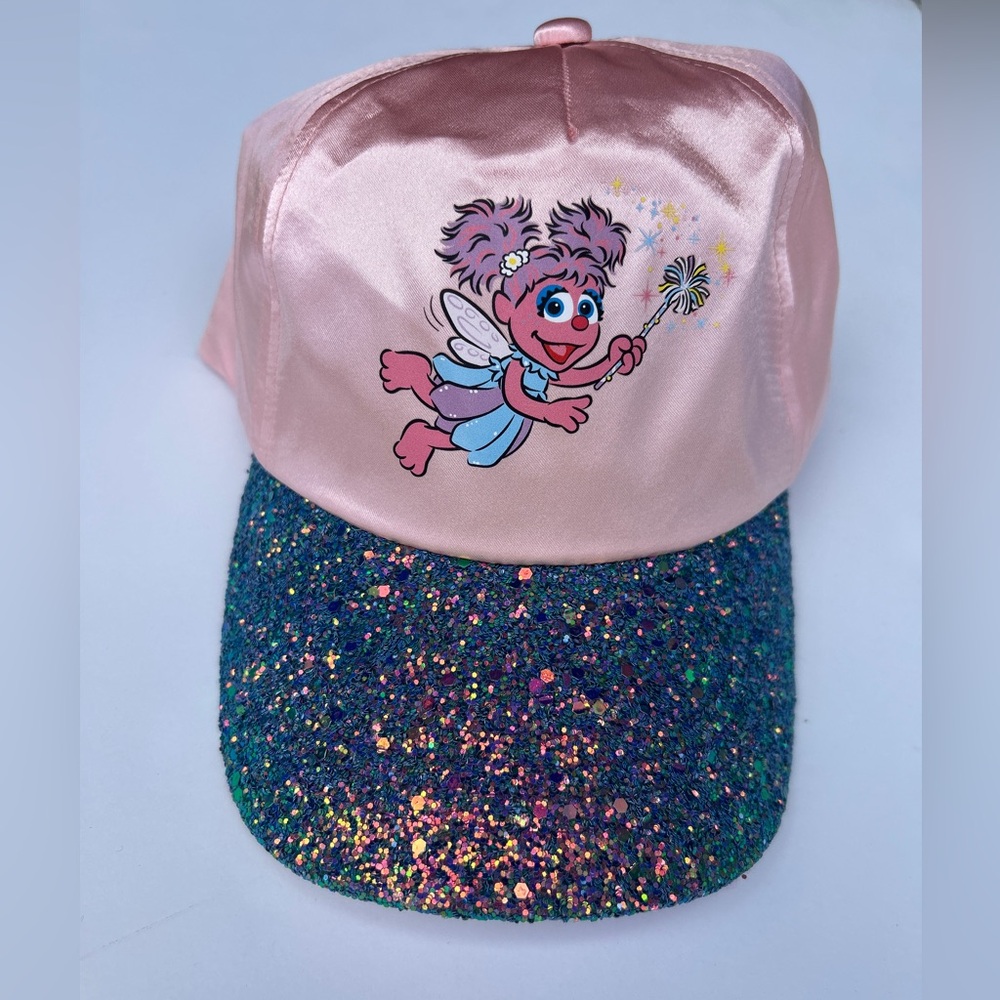ABBY CADABBY SESAME Pink Satin Cap with Glitter Brim